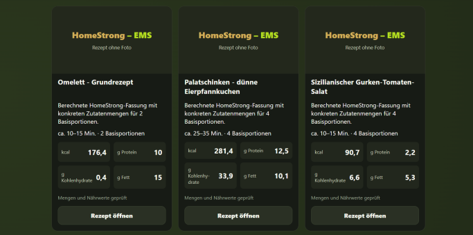 Rezepte passend auswählen – Rezeptbeispiele mit Zutatenmengen, Zubereitungszeiten und Nährwerten.